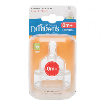 2 Bicos de Silicone Mamadeira Boca Larga - Dr. Brown's